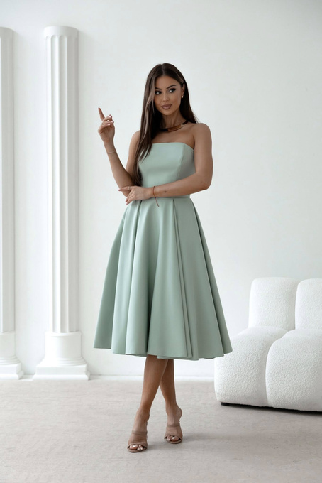 Elegancka gorsetowa midi Sukienka Anabel miętowa