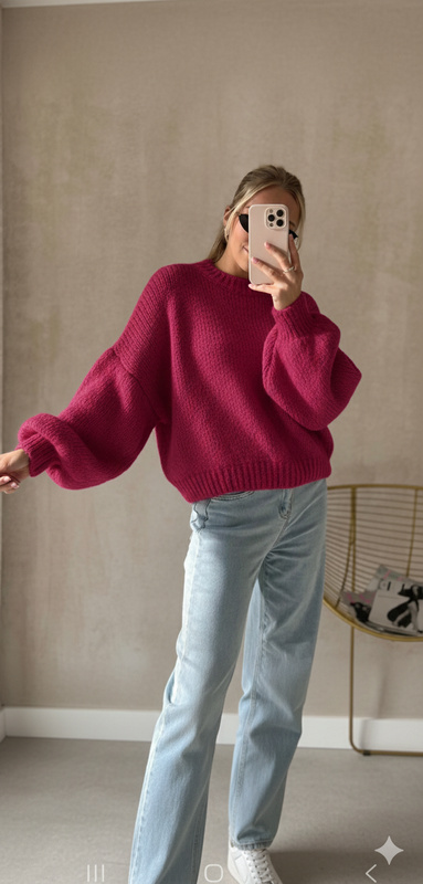 Swetr z wełną Weave knit różowy barbie