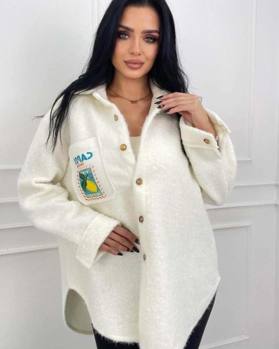 Koszula Damska Oversize  Narzutka Zapinana na Guziki Jesień