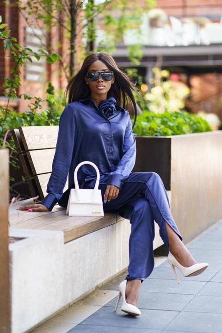 Komplet koszula+ spodnie+ choker State - granatowy