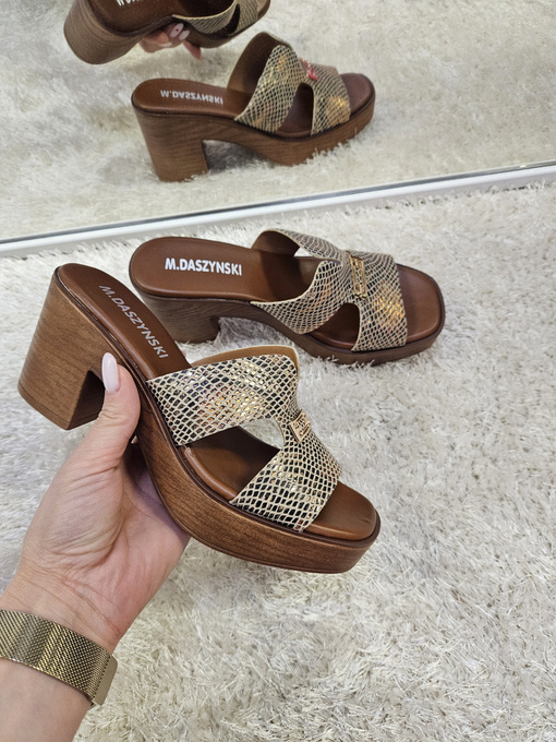 Klapki Olivia na obasie złoty wąż