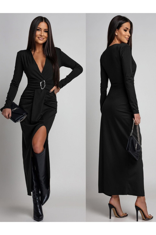 ELEGANCKA DOPASOWANA SUKIENKA MAXI Ava czarna