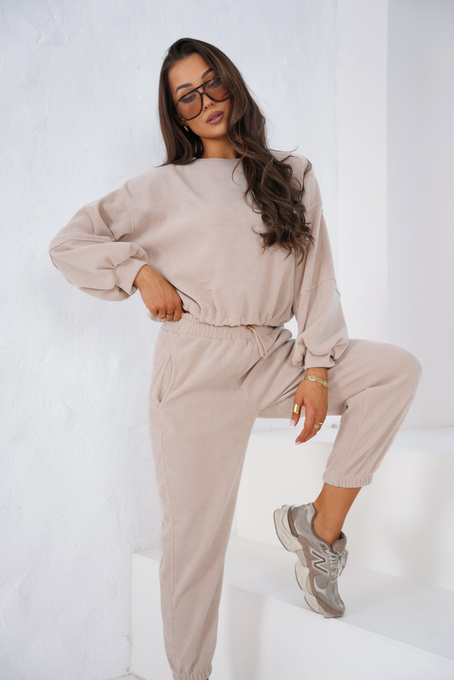 Komplet dresowy  2w1 PRĄŻKOWANY LION beżowy