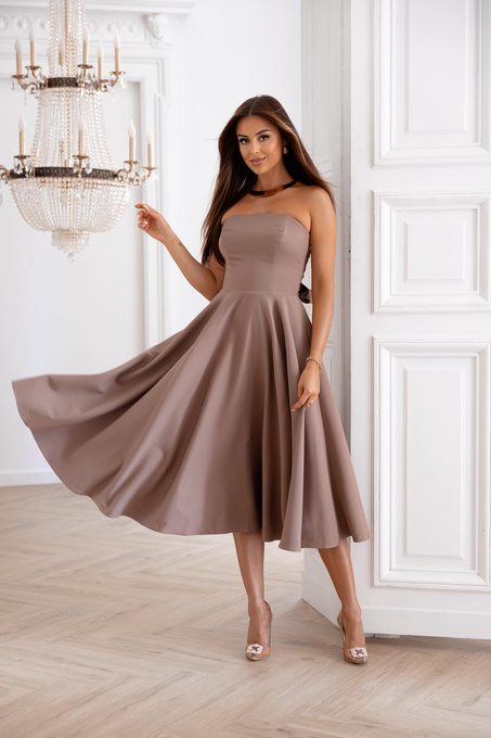 Elegancka gorsetowa midi Sukienka Asti fango