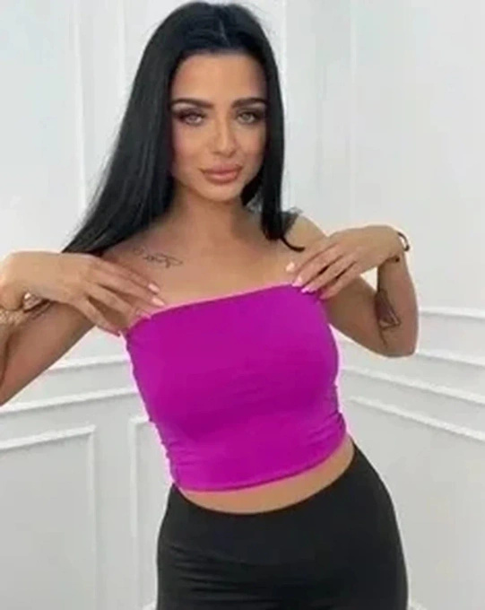 Top Opaska fuksja Elastyczny Bez Ramiączek Crop Top Bandeau Nylon