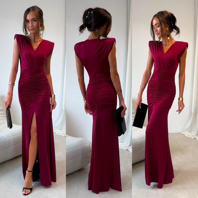Noelia - sukienka maxi w kolorze bordowym