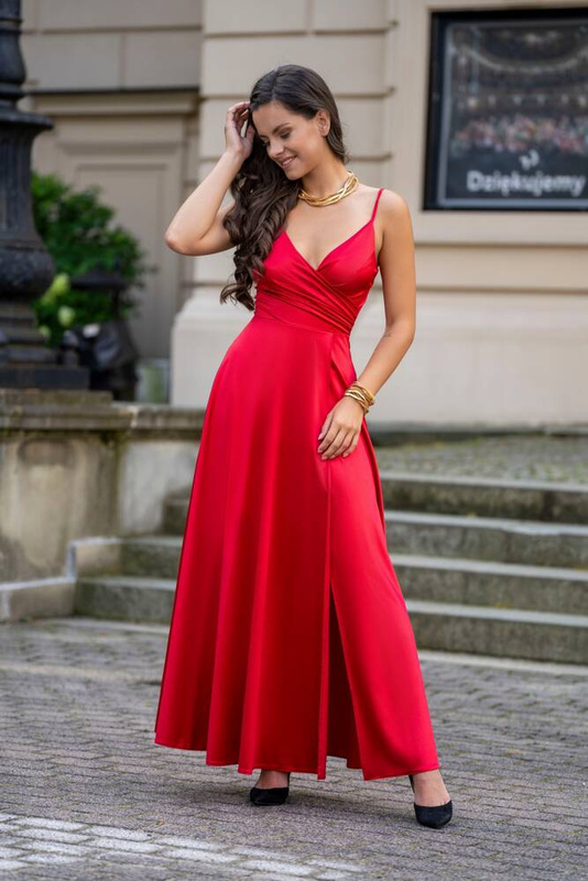 Sukienka  wieczorowa Stella Maxi satin-czerwony