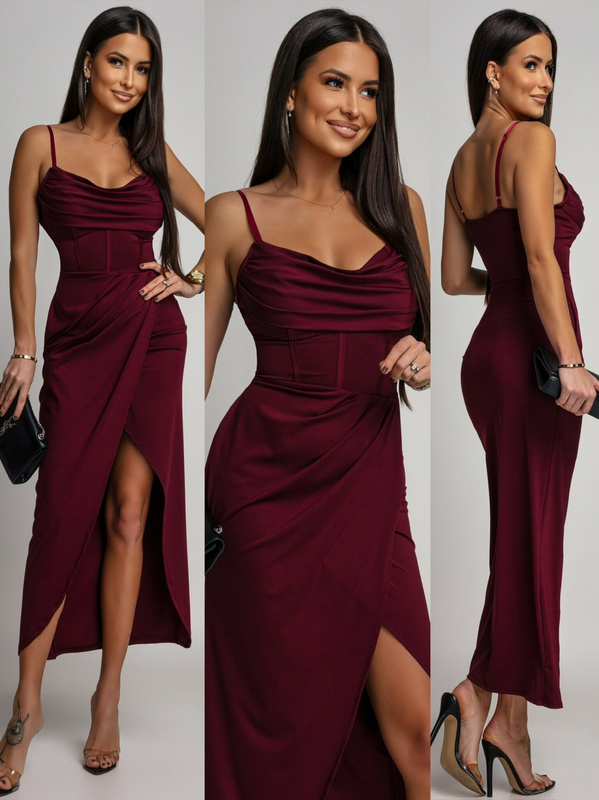 DOPASOWANA SUKIENKA MAXI Rachel  bordowa