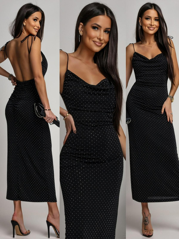 Elegancka Maxi Sukienka z odkrytami plecami Angela czarny