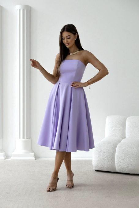 Elegancka gorsetowa midi Sukienka Anabel lila