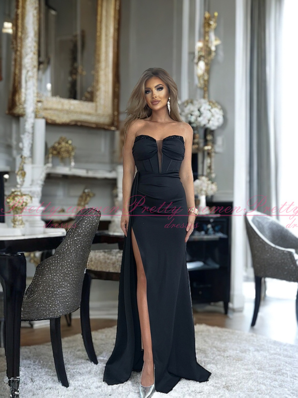 Elegancka Sukienka Portofino Premium maxi -czarna